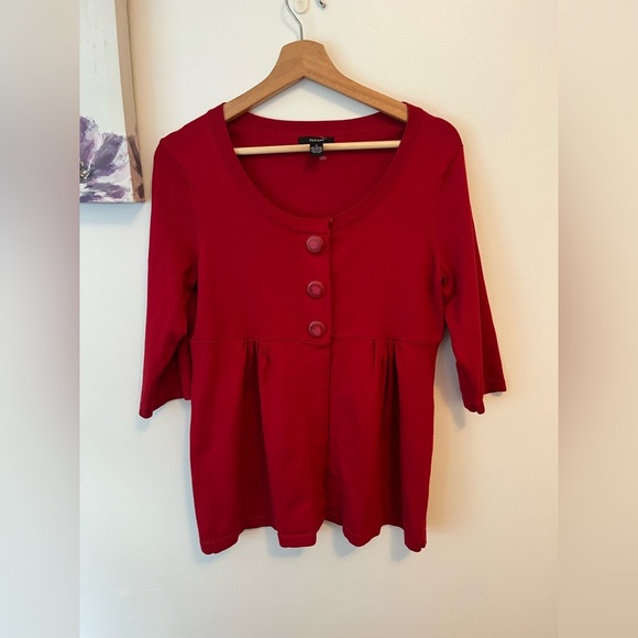 Alfani button up sweater in red- Small - Picture 2 of 8
